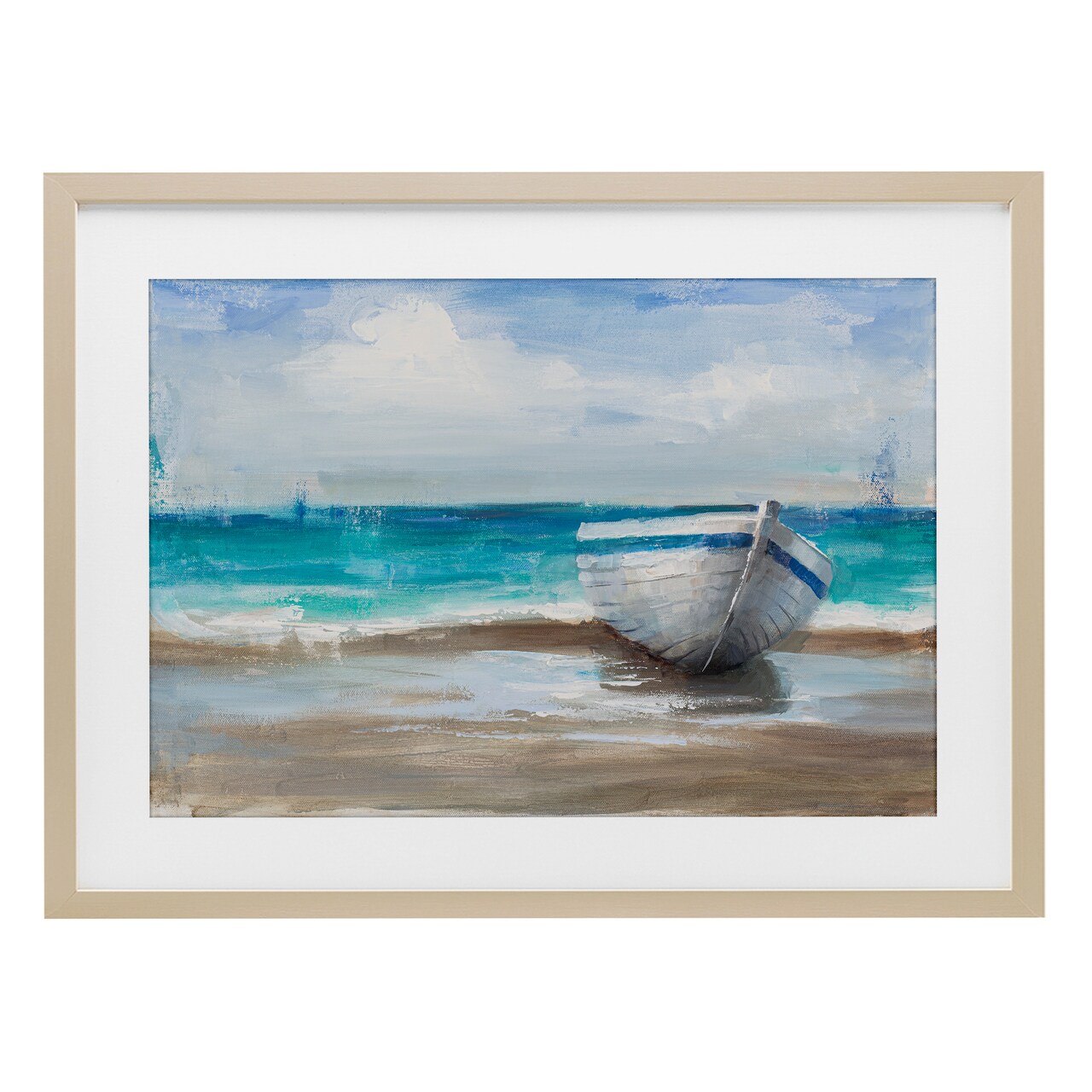 Stupell Industries Painterly Boat On The Shore Framed Print Under Glass, design by Cloverfield & Co.